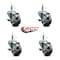 Service Caster 3'' Gray Poly Swivel 7/16'' Grip Ring Stem Caster Set with Brake, 4PK SCC-GR20S314-PPUB-TLB-716138-4 - alternate 4